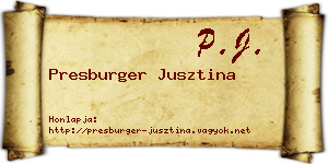 Presburger Jusztina névjegykártya